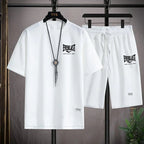 2026 Men's summer suit high quality round neck men's T-shirt 2 pieces shorts running quick dry leisure quick dry.