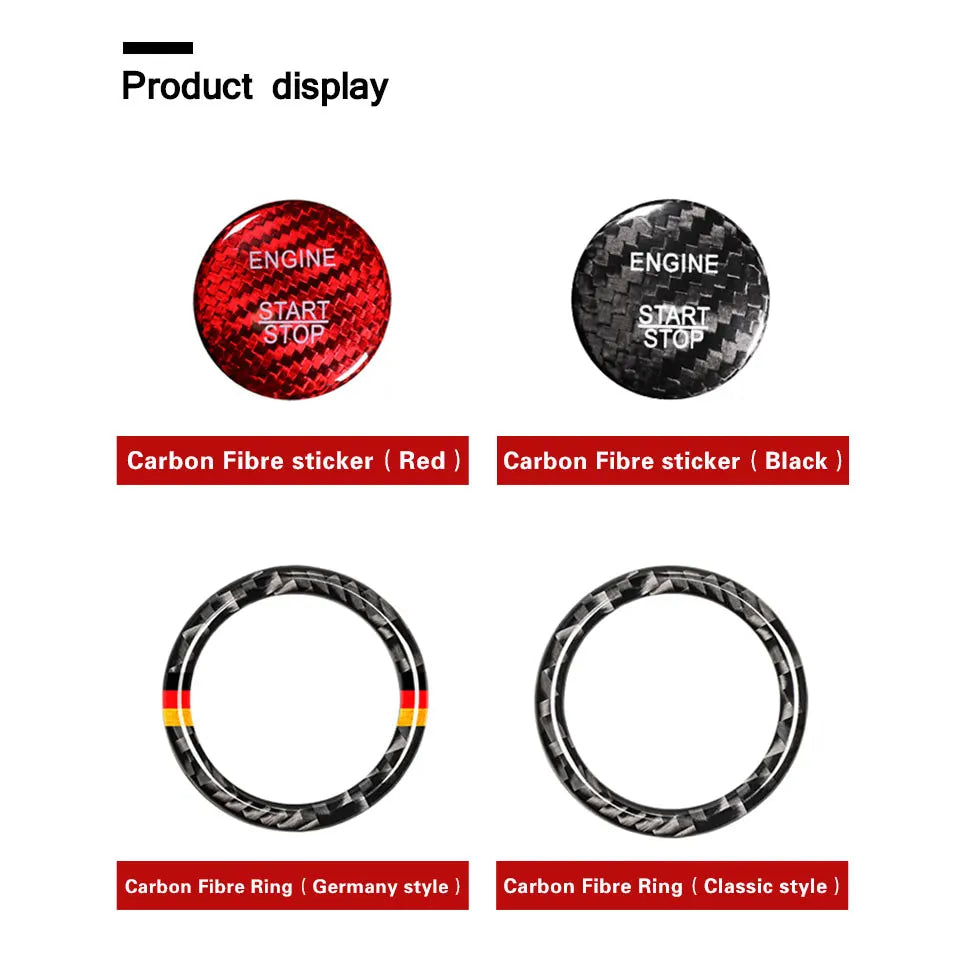 BETTERHUMZ Carbon Fiber For Mercedes Benz W204 W205 W212 C E Class Car Engine Start Stop Button Trim Ring Sticker Accessories