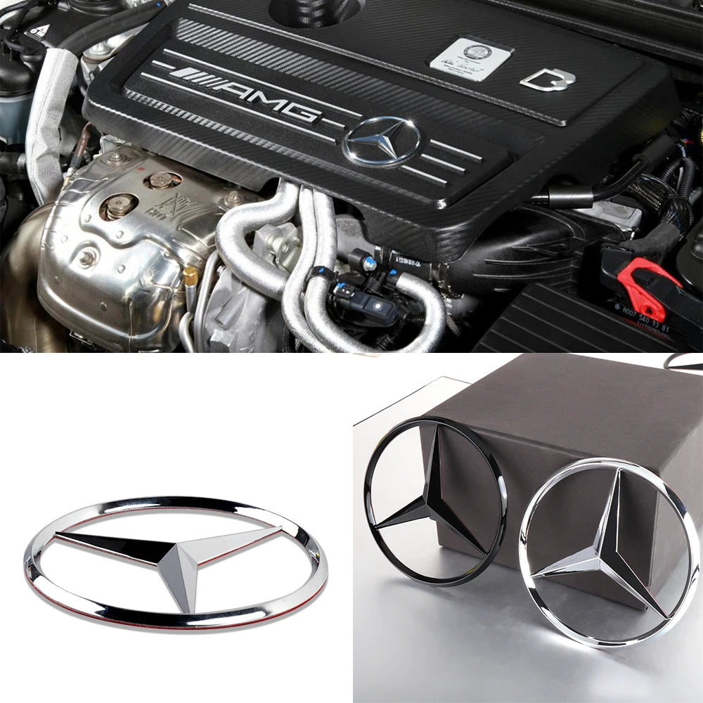 1PCS 70mm Metal Car Engine Emblem Hood Decoration Stickers Accessories for Mercedes Benz AMG W204 W205 W211 CLS CLA Smart Fortwo