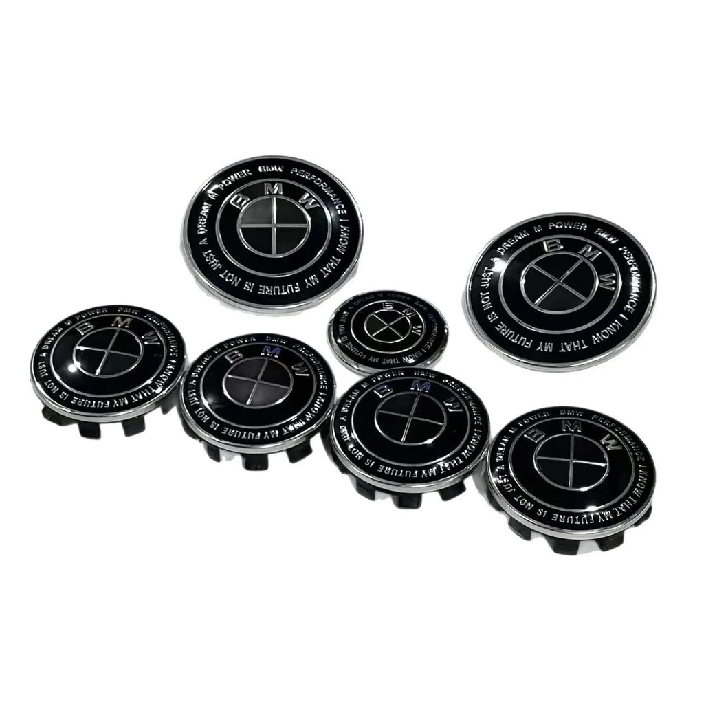 BMW 7Pcs Badge Logo 3D Wheel Center Cap Set Fit E36 E46 E53 E90 E60 E93 E87 G01 G20 E30 X1 X3 X5 X6 X7 F30 F20 Auto Accessories
