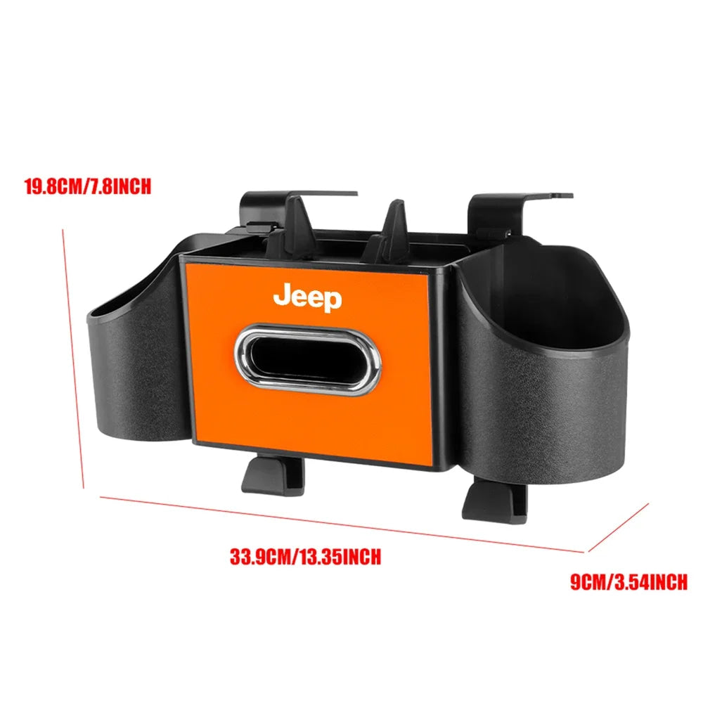Car Backseat Tissue Organizer Cup Holder Accessories For Jeep Wrangler Renegade Compass Gladiator Cherokee Grand Patriot Libert