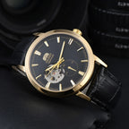 Orient Double Lion Watch Japanese Fully Automatic Mechanical Watch Hollowed Out Business Men's Watch Leather Strap