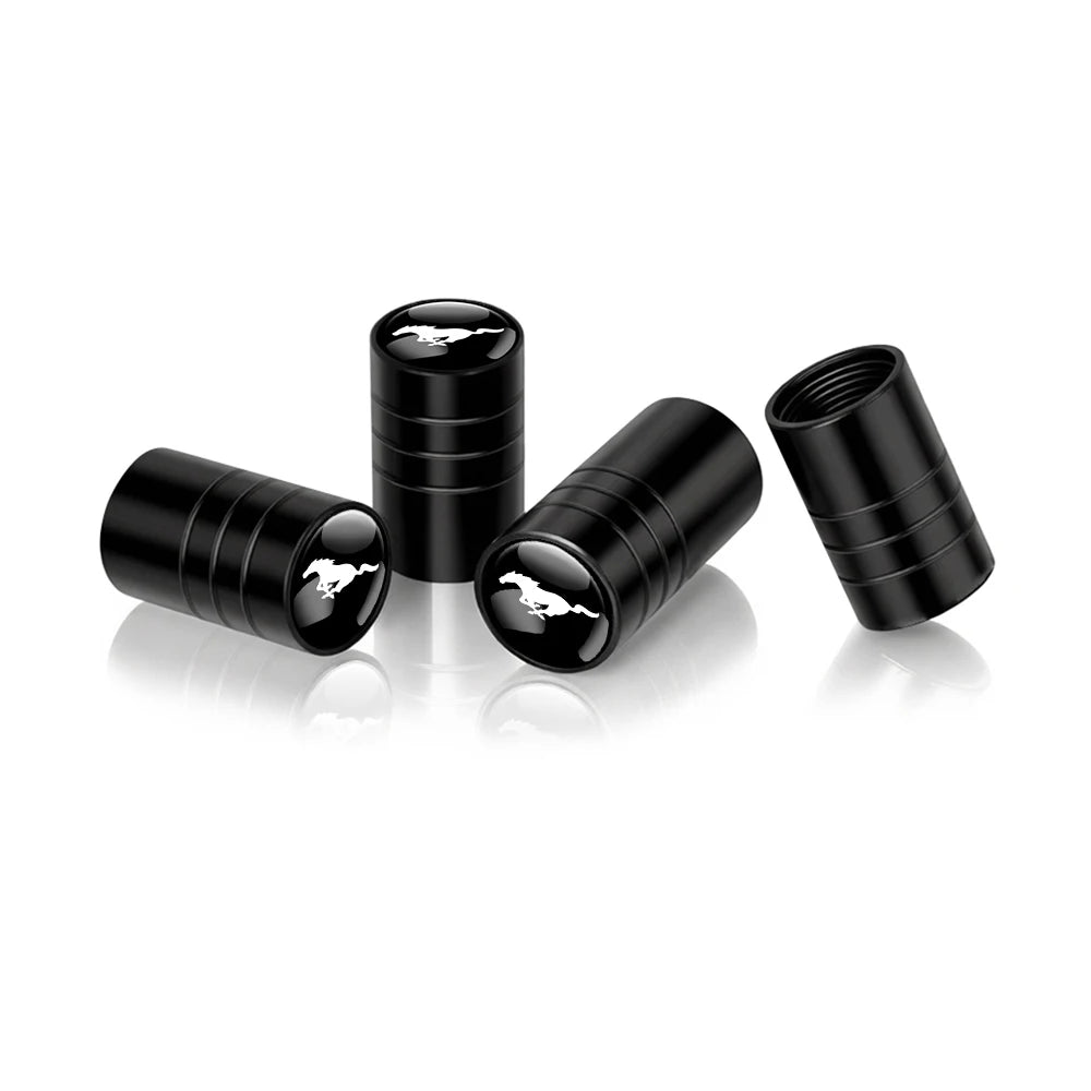 4pc Mustang Logo Tire Valve Caps Aluminum Alloy Dustproof Car Wheel Air Stem Cover For Ford Focus ST Mk7 Everest Kuga Fiesta Mk3