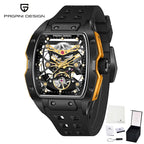 PAGANI DESIGN-reloj mecánico automático para hombre, barril de vino, tienda, estilo Venom, resistente al agua, lente de zafiro de goma, hueco