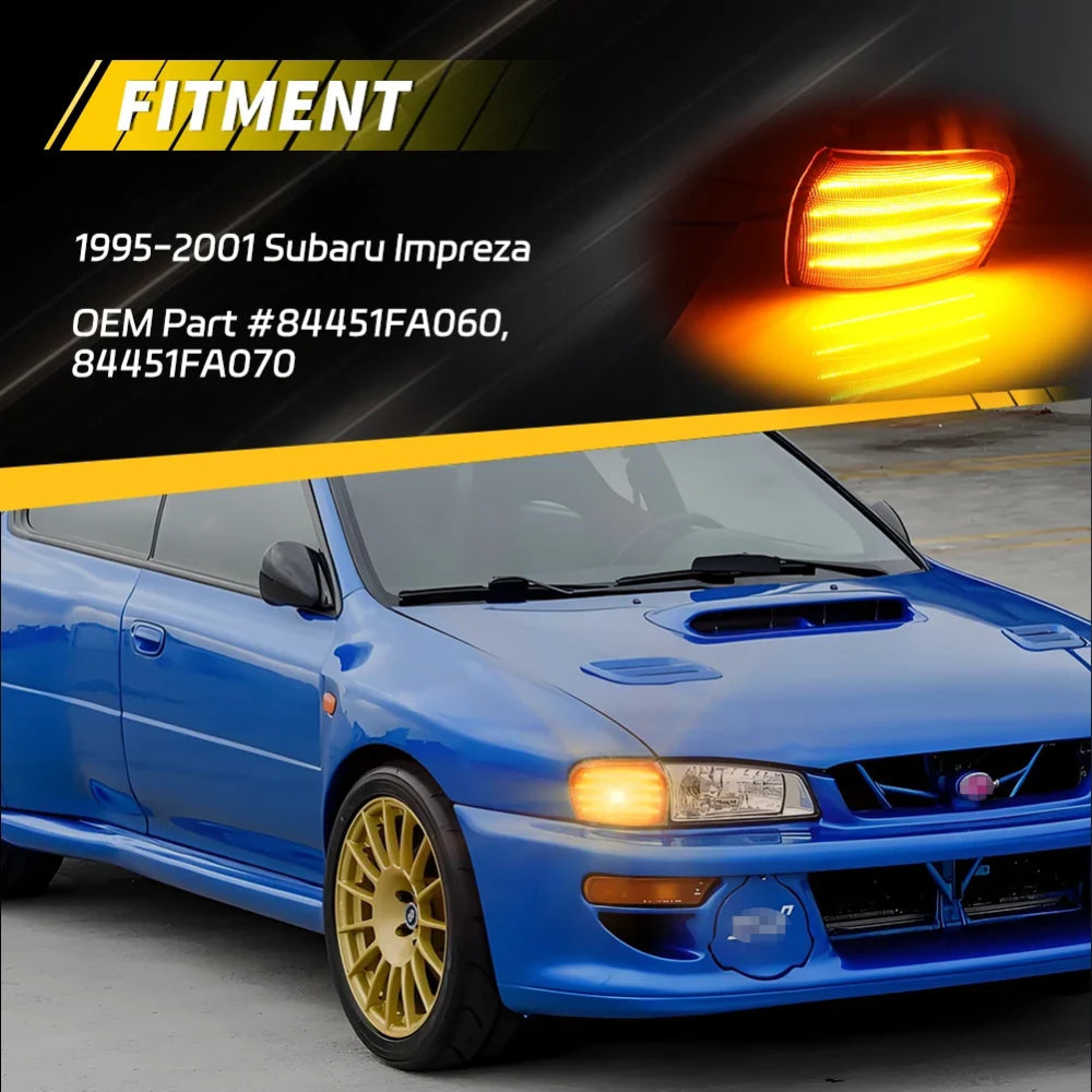 2X Front Corner Side Marker Light Parking Light Turn Signal Light LED For 1995 1996 1997 1998 1999 2000 2001 Subaru Impreza WRX