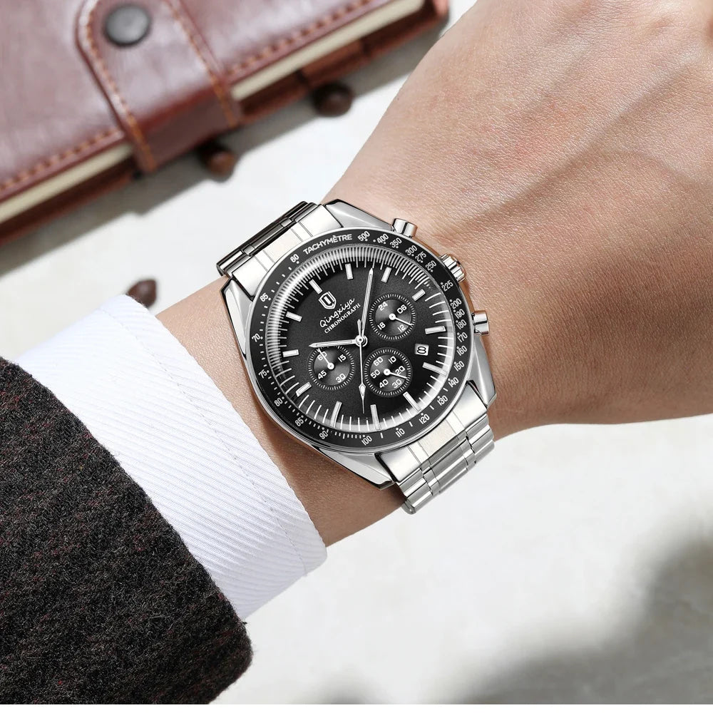 New Men Watch Calendar Business Quartz Watches Mens Top Brand Luxury Sport Waterproof Luminous Stainless Steel Man Wristwatches