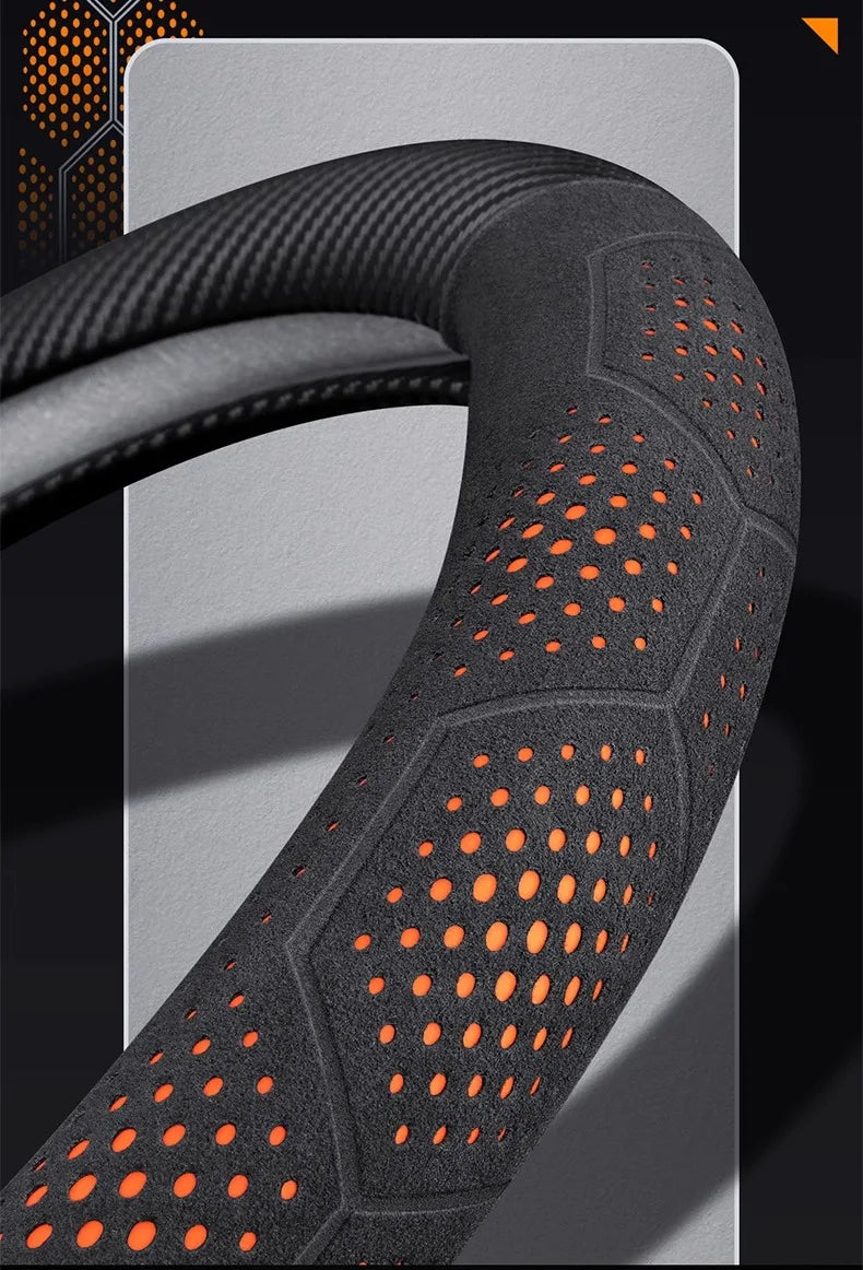 For Chevrolet Cruze Bolt Aveo Spark Onix capti Cavalier Carbon fiber Suede Microfiber Car Steering Wheel Cover Auto Accessories