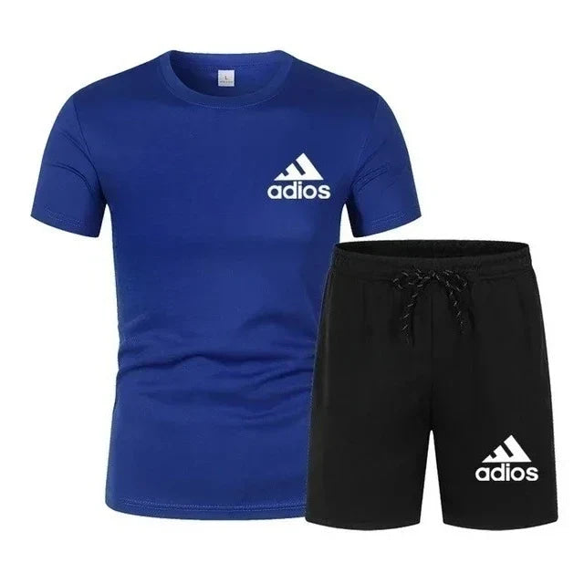 Summer fashion high-quality set men's short sleeved set fashion casual shorts sports set men's T-shirt+shorts two-piece set