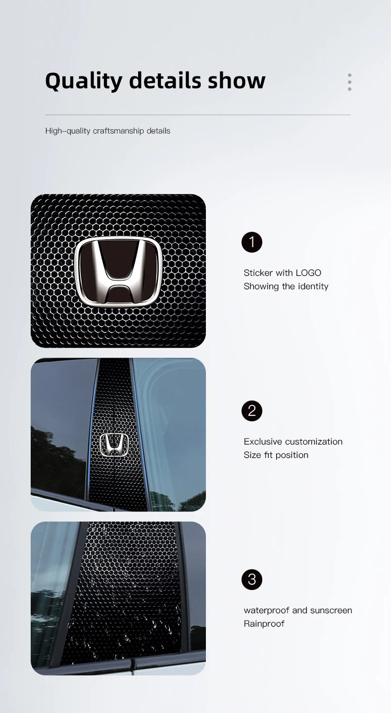 Car Stickers B-Pillar Center Column Decoration Cover Decals Auto Accessorie For Honda Civic FIT CRV Accord Jazz HRV Insight CRZ