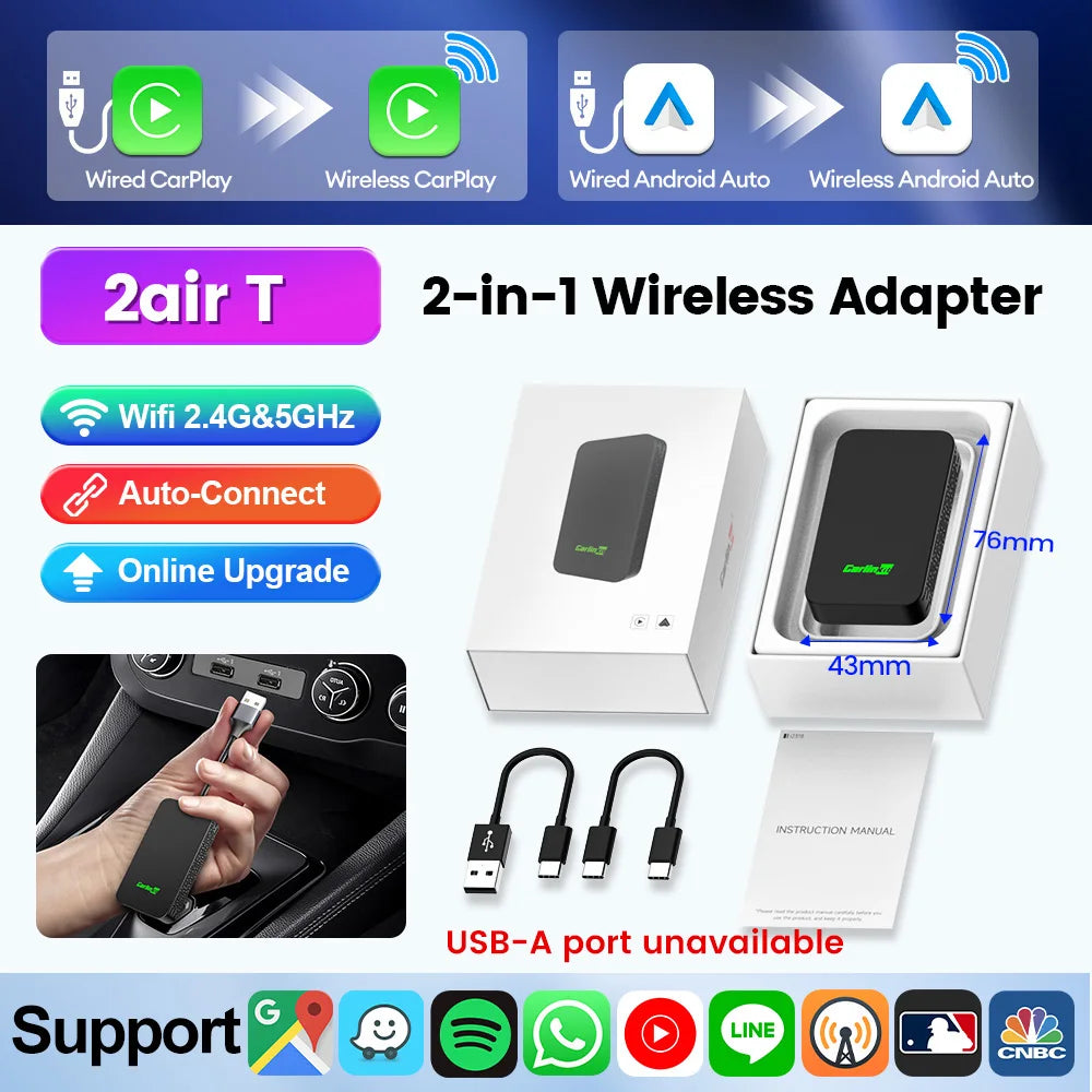 CarlinKit 5.0 & CarlinKit 4.0 Wireless CarPlay Android Auto Waze Music Spotify Auto For Audi Golf Peugeot Mazda KIA Mercedes MG