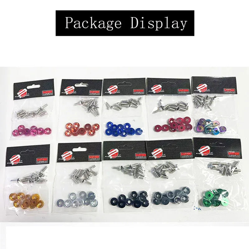 JDM Fender Washers M6 Bolt Set Car Modification Gasket Screw Fender Bumper Engine Aluminum Concave Screws Hex Fastener for Honda