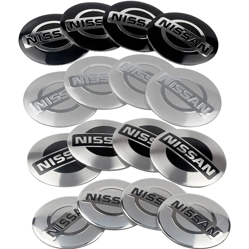 4Pcs 56 60MM Car Emblem Wheel Hub Caps Stickers Hubcap Badge Decals For Nissan Nismo X-trail Almera Tiida Patrol Teana J32 GTR