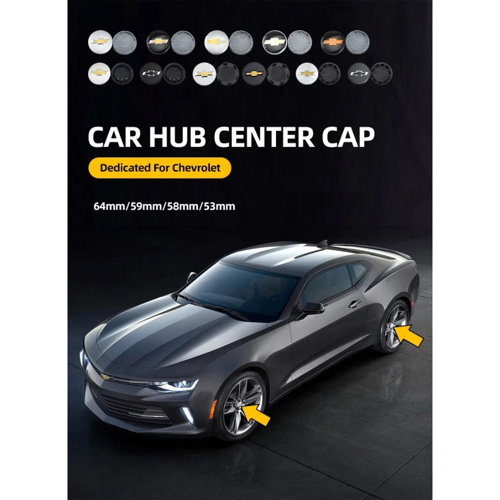 4Pcs Car Wheel Hub Cover Rim Center Cap Decorative Accessories For Chevrolet Silverado Impala Malibu Cruze Camaro Blazer Spark