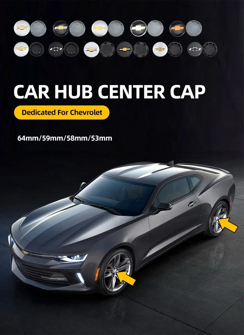 4Pcs Car Wheel Hub Cover Rim Center Cap Decorative Accessories For Chevrolet Silverado Impala Malibu Cruze Camaro Blazer Spark
