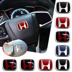 Car Steering Wheel Emblem H-Sticker For Honda Civic Accord City CRV Jade Fit Odyssey Hybrid Red Black Blue Interior Modification