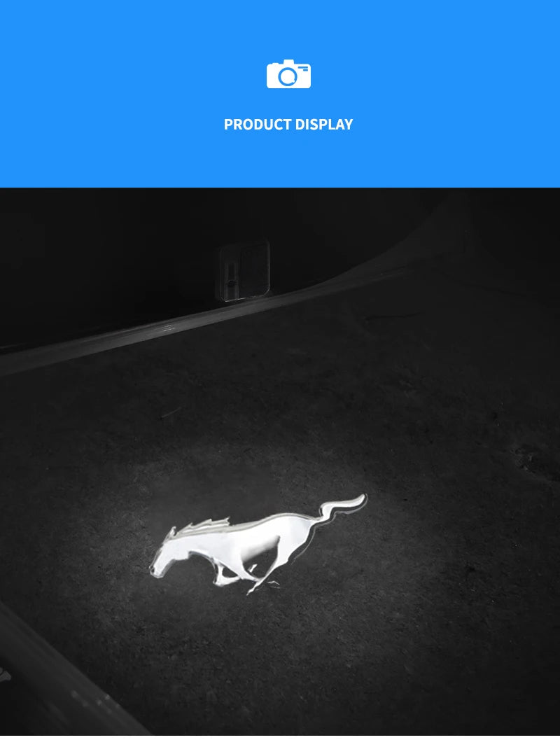 Car Led Welcome Lights Courtesy Projector Ghost Shadow Logo Emblem Light For Ford Mustang 4 5 6 2024 2023 2022-2010 Accessories