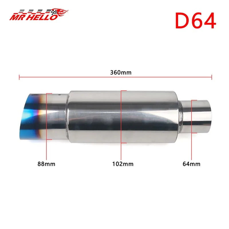 Car Exhaust Pipe Muffler Tail Pipe Universal High Quality Stainless Steel Interface 51 57 64MM Exhaust System End 88mm
