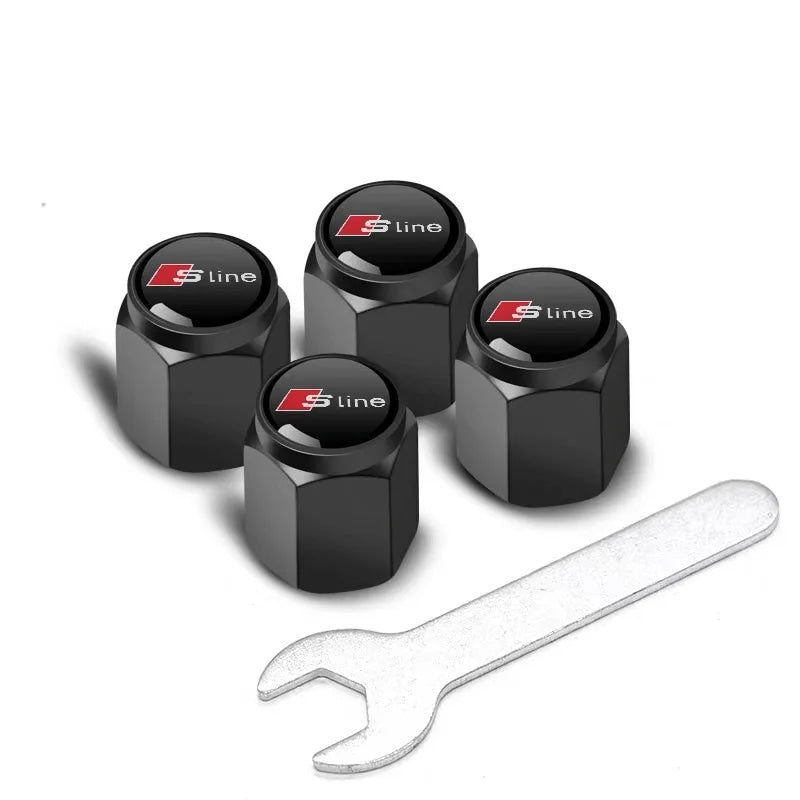 4Pcs Car Styling 3D Aluminum Metal Car Wheel Tire Air Valve Caps Cover For Audi A3 A4 b6 b8 b7 A6 A8 S Line S3 S4 S6 Q3 Q5 Q7 Q8