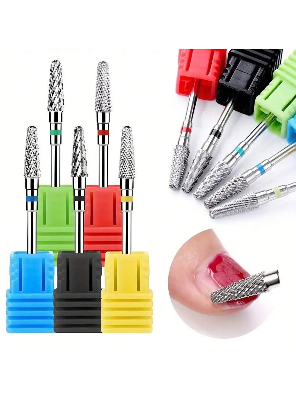 Broca para uñas en forma de cono de carburo de tungsteno, removedor de cutículas de alta precisión para lima de uñas eléctrica y limpieza de cutículas, 1/5 Uds.