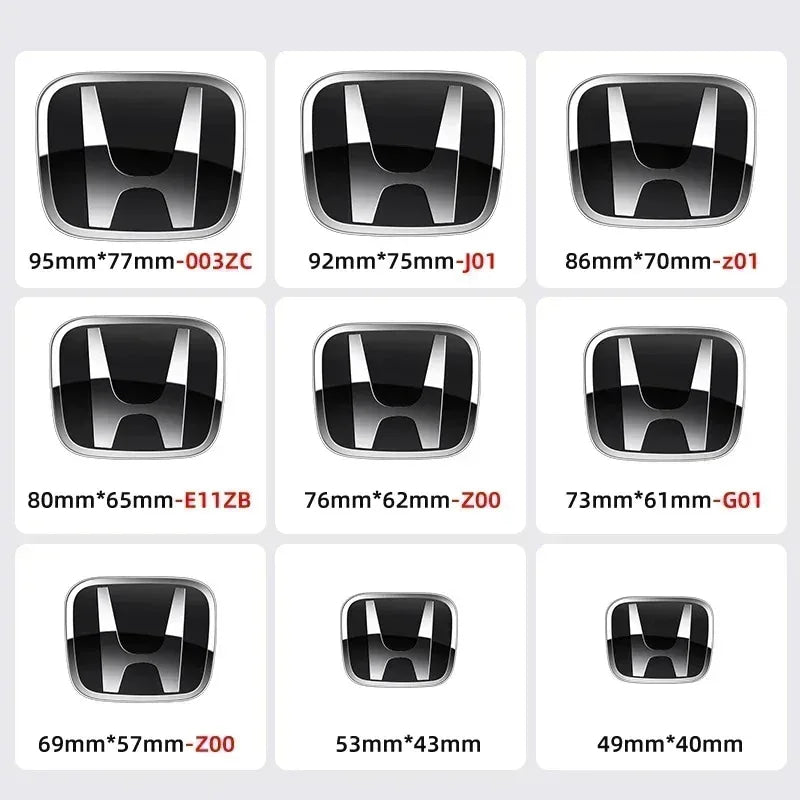 Car Hood Front Grill Rear Trunk H Emblem Logo Sticker For Honda Civic Fit Jazz Accord CRV HRV City Odyssey Passport Pilot Vezel