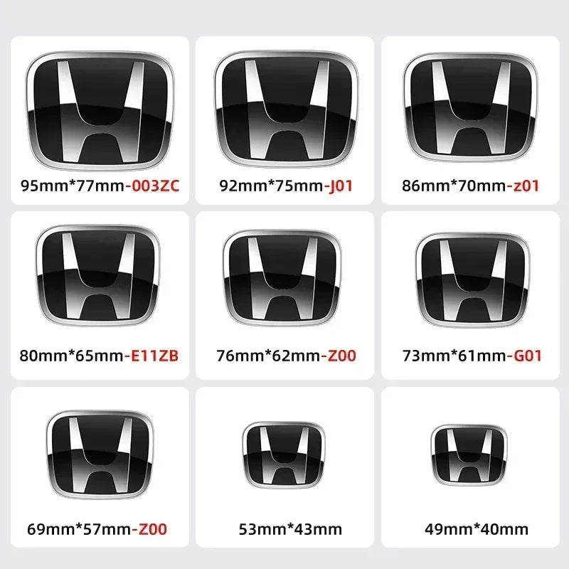Car Hood Front Grill Rear Trunk H Emblem Logo Sticker For Honda Civic Fit Jazz Accord CRV HRV City Odyssey Passport Pilot Vezel