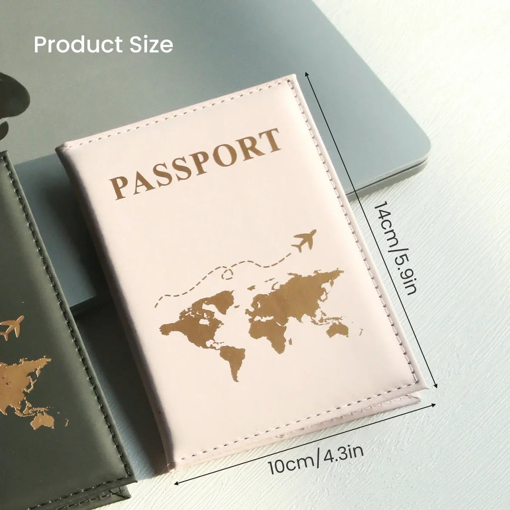 Porta pasaporte delgado con mapa de la ranura, porta pasaporte de PU, crucero esencial de viaje, porta pasaporte imprescindible, portátil para todos los países