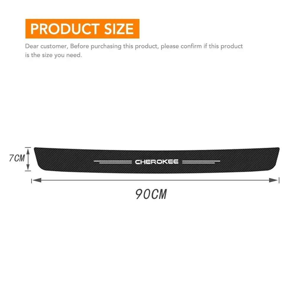 Carbon Fiber Car Door Threshold Tape Sill Protective Stickers Decal for Jeep CHEROKEE Logo Rear Trunk Bumper Scratch Guard Trim
