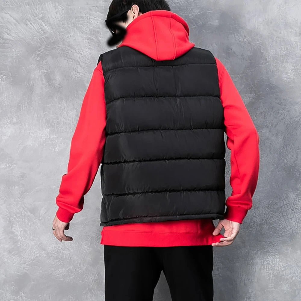 Chaleco para hombre, chaqueta cálida sin mangas, abrigo impermeable con cremallera para invierno, chaleco informal con cuello levantado para otoño, ropa de marca