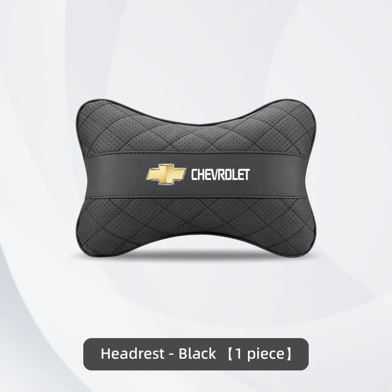 Nappa Leather Car Headrest Neck Pillow Waist Cushioning For Chevrolet Spark Captiva Cruze Malibu Equinox Trax Camaro Blazer