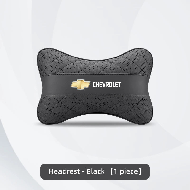 Nappa Leather Car Headrest Neck Pillow Waist Cushioning For Chevrolet Spark Captiva Cruze Malibu Equinox Trax Camaro Blazer