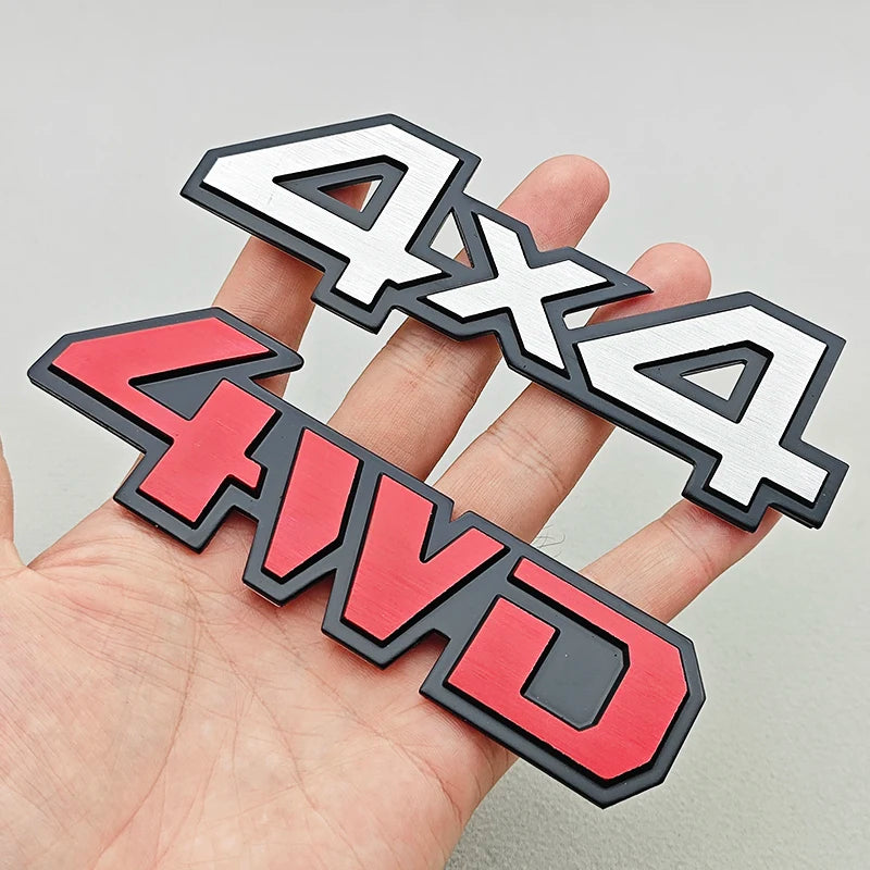 3D Metal Car Logo 4WD 4X4 Emblem Badge for Toyota Subaru Honda Jeep SUV Off Road Chrome Black Sticker Accessories