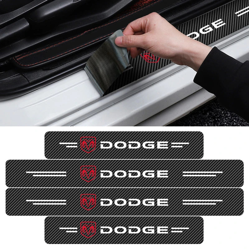4Pcs Car Door Threshold Protector Sticker Emblem Decal Auto Accessories  For Dodge Durango Caliber Dakota Neon SXT Nitro Ram SRT