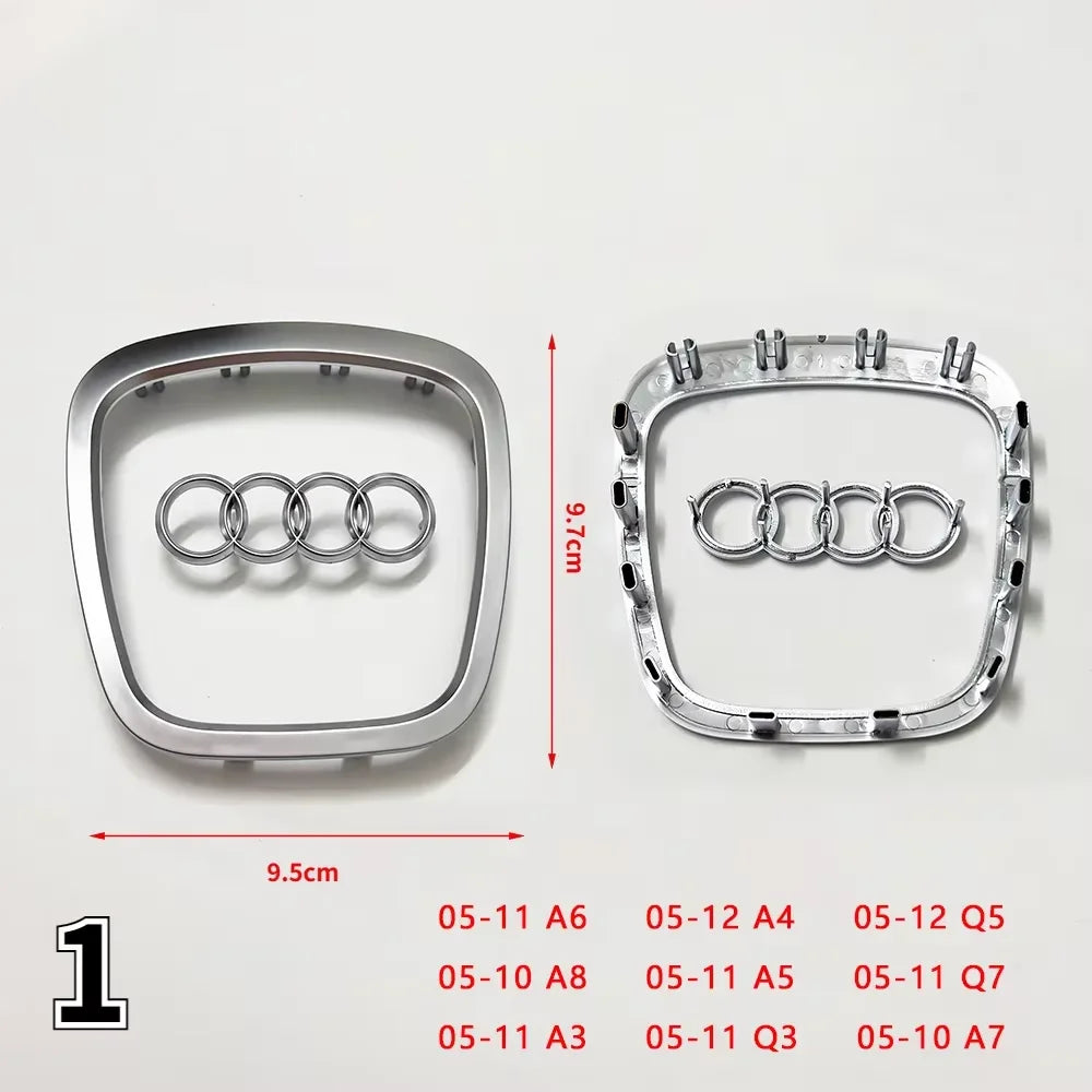 Automobile Steering Wheel Logo Bright Frame Strip Electroplated Car Logo Sticker For Audi A3 A4 B8 8P B9 8V A5 A6 C7 A7 Q3 Q5 Q7