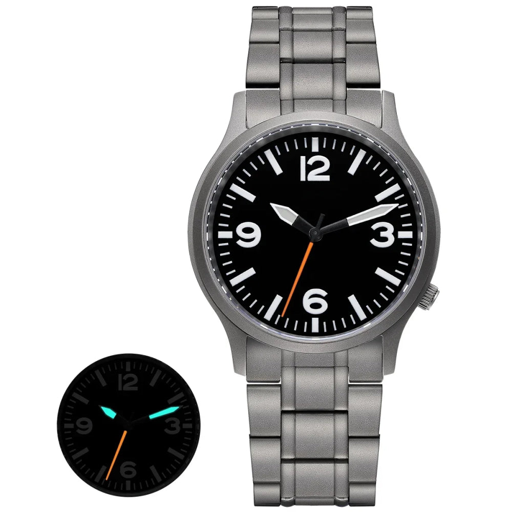 BERNY Full Titanium Watches for Men Super Luminous Sapphire Sports Field Quartz Men's Watch VH31 Wristwatch 5ATM Easy Read