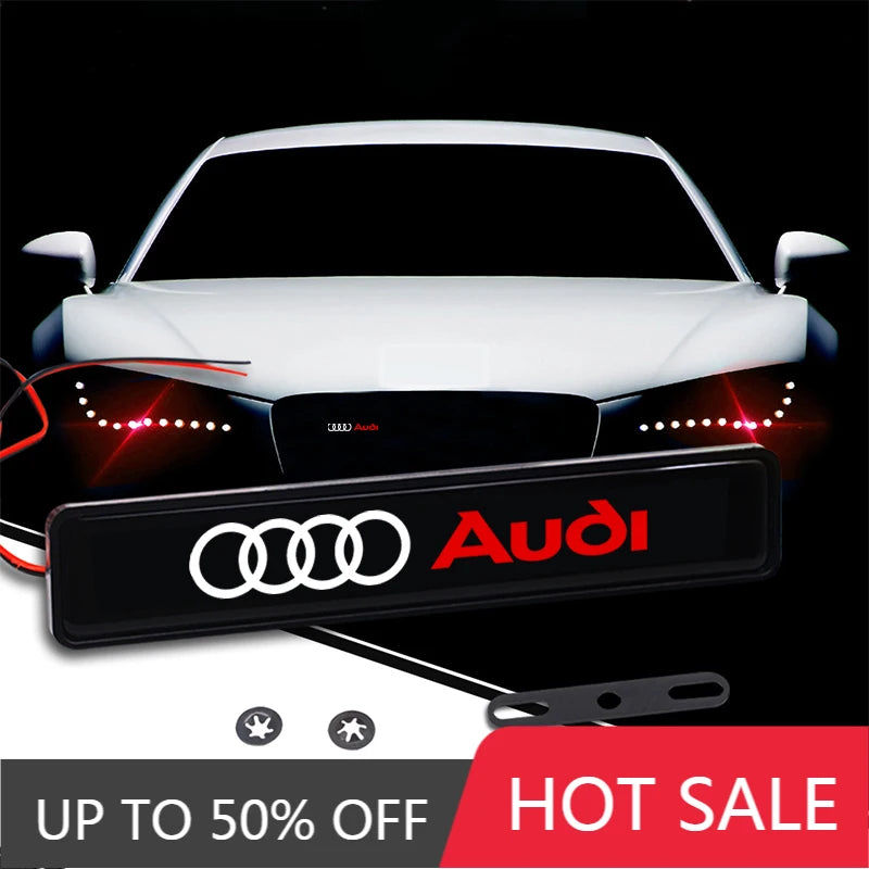 LED Car Logo Light for Audi A1 A3 A4 A5 A6 A7 A8 Q3 Q5 Q7 Q8 TT RS, Dynamic Car Front Grille Emblem Light, Auto Decorative Lamp