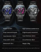 OLEVS Mens Watch Quartz Watch Original Rotatable Wheel Hub Dial Fashion Trend Waterproof Luminous Stainless Steel Reloj 9937