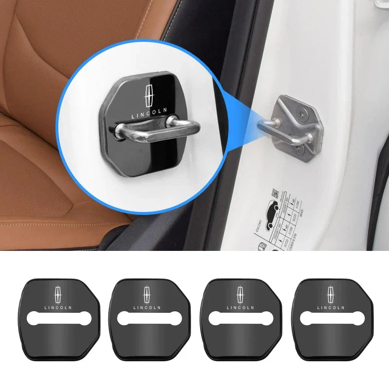 4PCS Car Door Lock Cover Stainless Steel Protection Accessories For Lincoln Continental MKZ Town-car Navigator MKX Energy Zephyr
