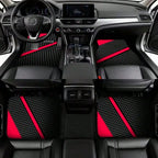 2pcs/4pcs Black and Red Cool Printed Car Floor Mats Suitable for Trucks, Sedans, SUVs, and Other Vehicle Models