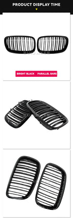 1 Pair Front GrillesFor BMW X5/X6 E70 E71 2008-2014 Gloss Matte Black Kidney Grill Carbon Fiber Replacement Front Bumper Grilles