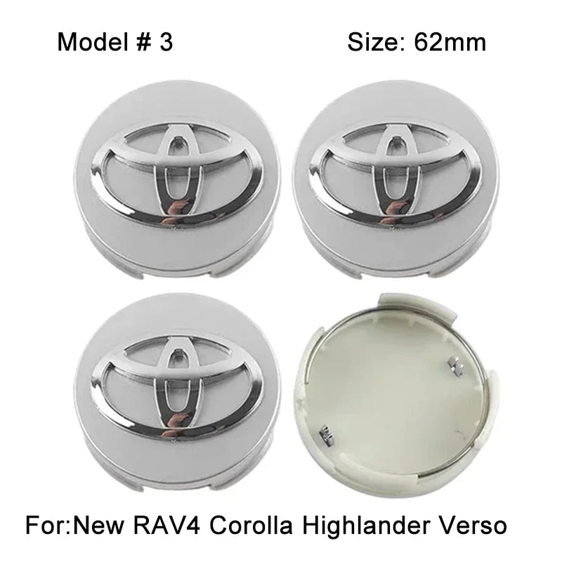 4Pcs 57/62mm Car Wheel Center Hub Cap Rim Cover For Toyota Corolla RAV4 LEVIN Yaris C-HR Camry Prado Prius Car Auto Accessories