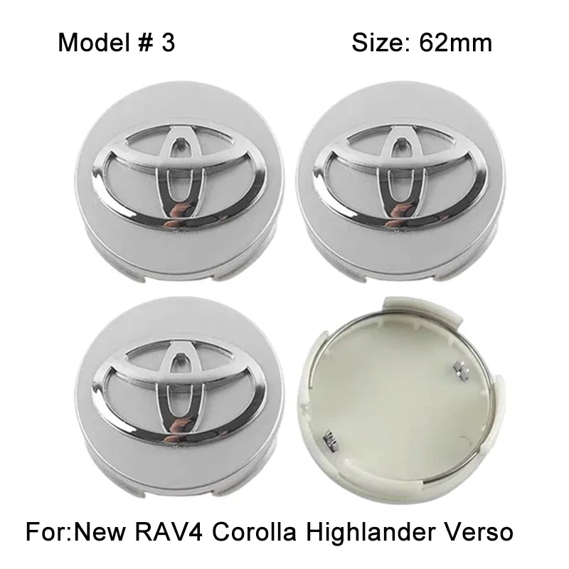 4Pcs 57/62mm Car Wheel Center Hub Cap Rim Cover For Toyota Corolla RAV4 LEVIN Yaris C-HR Camry Prado Prius Car Auto Accessories
