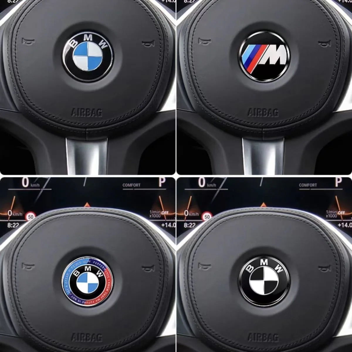 45MM Car Steering Wheel Badges Emblem Sticker For BMW M E46 E90 E60 F30 F10 E39 E36 E87 F20 E90 E70 M3 M5 M6 G20 G30 E93 Z3 50th