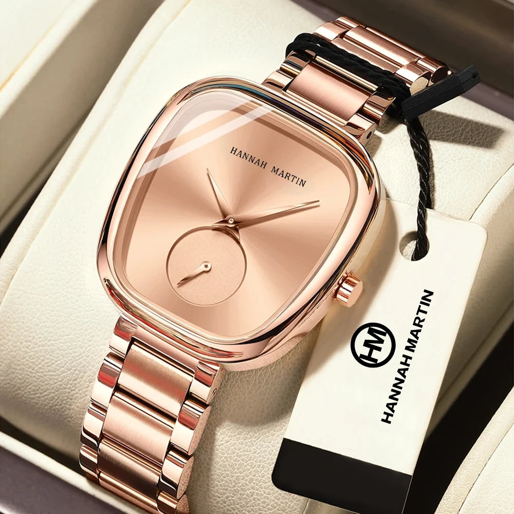 2025 nuevo reloj de pulsera de cuarzo para mujer 34mm barril de vino oro rosa cronómetro negro estilo minimalista de moda relojes ovalados para mujer