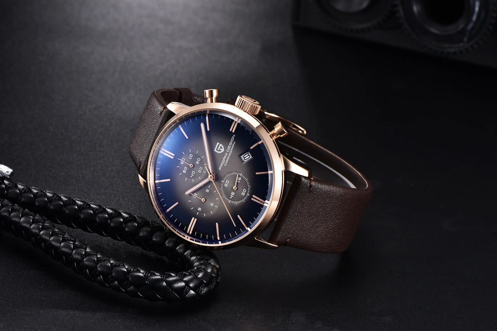 Pagani Design Fashion Luxury Men's Quartz Chronograph Watch Japan VK67 Movement Leather Strap Large Calendar PD-2720K reloj