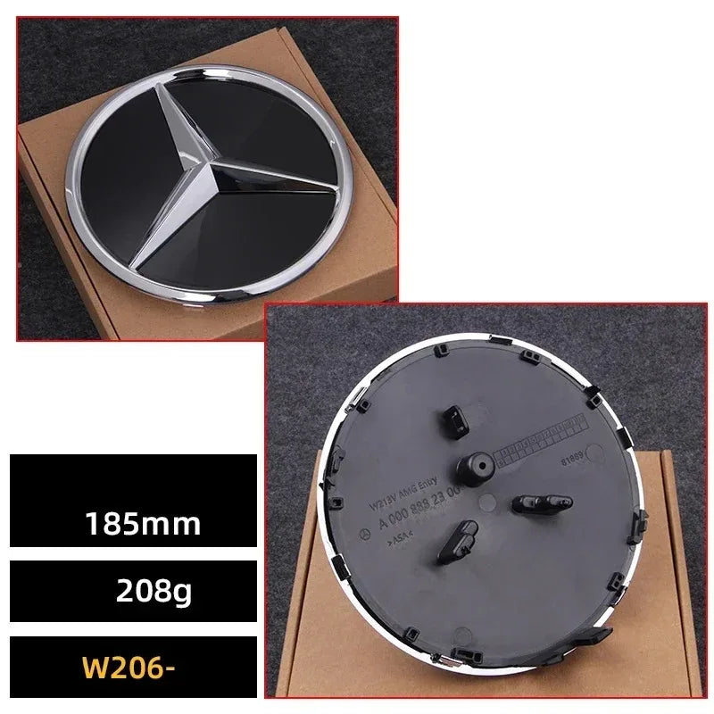 Car Front Grille Emblem Star Badge  Logo Chrome black Silver 3D Mirror Mercedes Benz W205 W204 W253 W213 W206 W166 gle VVVglc