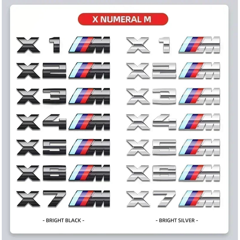 3D ABS Chrome Emblem Letters logo Car Trunk Badge Sticke for BMW M power Thunder Edition competition M1 M2 M3 M5 M7 X3M X5M X7M