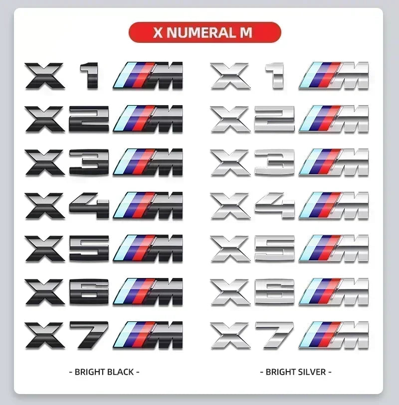 3D ABS Chrome Emblem Letters logo Car Trunk Badge Sticke for BMW M power Thunder Edition competition M1 M2 M3 M5 M7 X3M X5M X7M