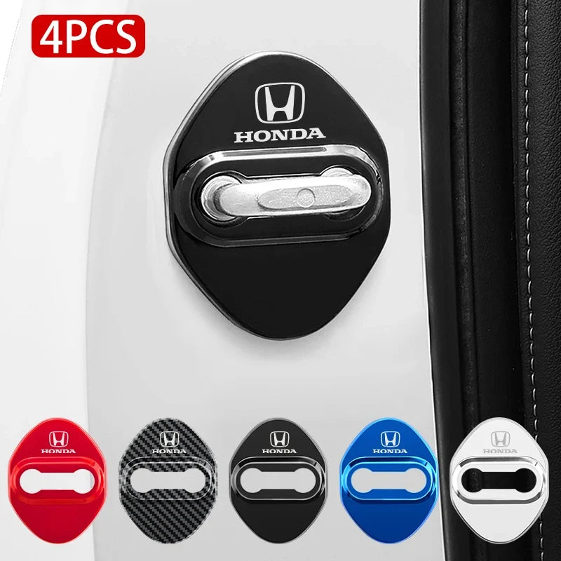 Stickers 4Pcs Car Door Lock Cover Stainless Steel Protector Cap For Honda Odyssey Spirior CR-V Civic HR-V City Accord