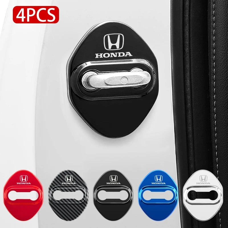 Stickers 4Pcs Car Door Lock Cover Stainless Steel Protector Cap For Honda Odyssey Spirior CR-V Civic HR-V City Accord