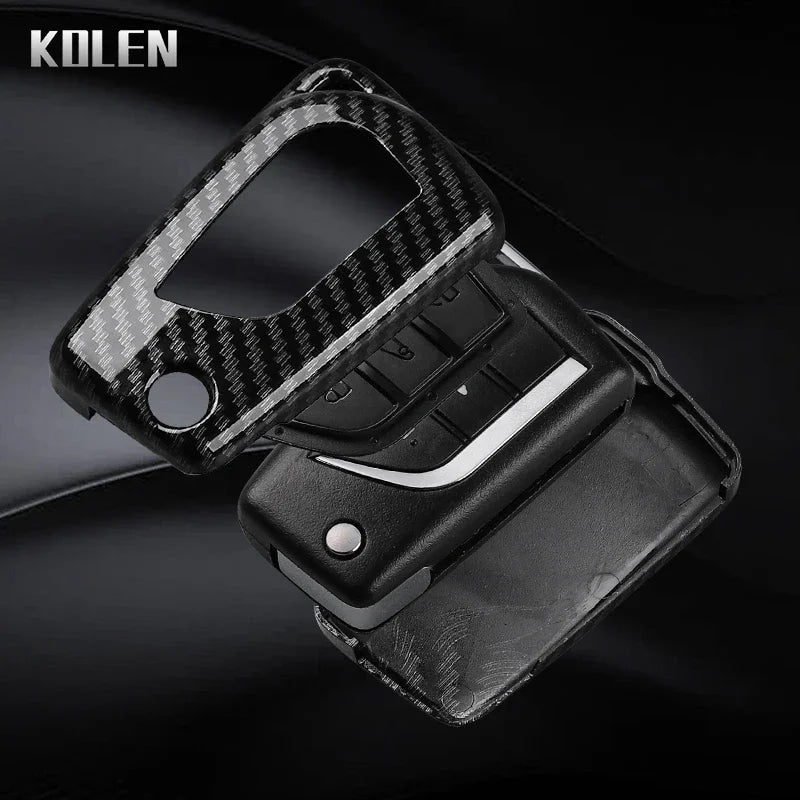 For Toyota Camry RAV4 Forturner Hilux Auris Corolla Avensis Verso Yaris Aygo Scion TC ABS Carbon Fiber Style Car Key Case Cover